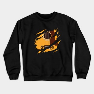 Ripped Acoustic Guitar Natural Color Crewneck Sweatshirt